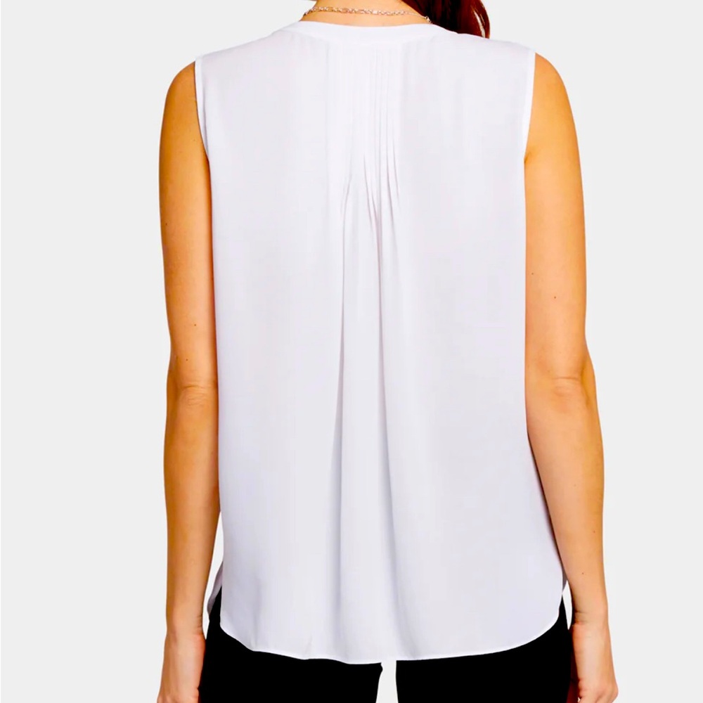 NYDJ Sleeveless Pintuck Blouse - M -Optic White